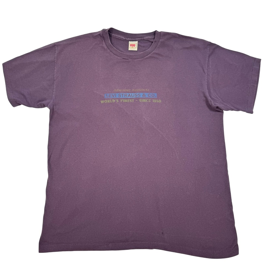 Vintage Levis Mens Large T-Shirt Purple Graphic Made in USA Single Stitch Tee